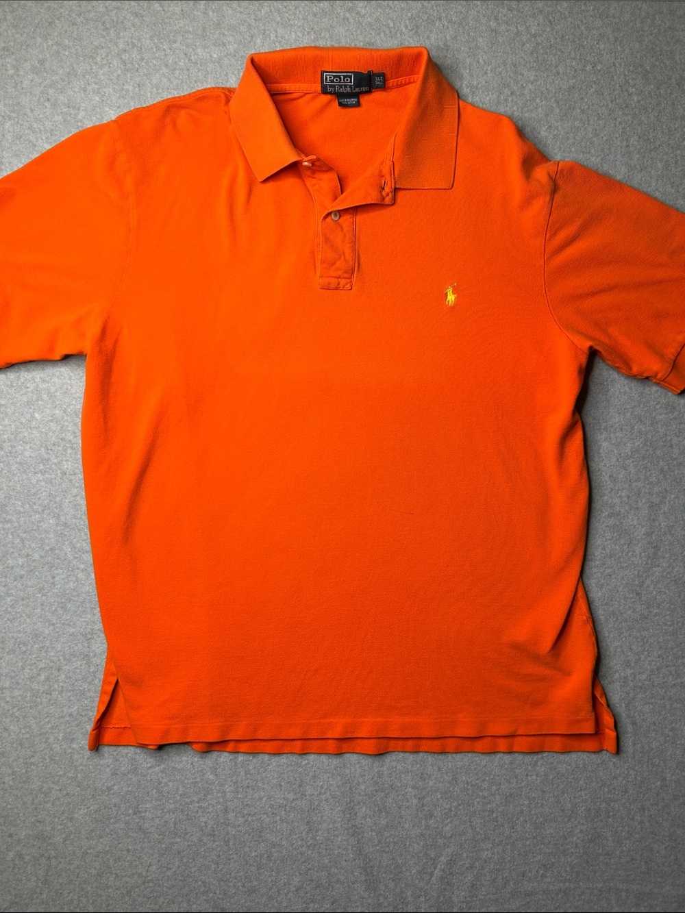 Polo by Ralph Lauren Men’s Bright Orange Polo with Yellow Pony